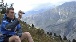 Michael takes some photos of the glacier with his Olympus camera - but we still haven't found those photos yet!